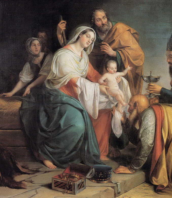 Particolare dall'Adorazione dei Magi - 1847 - olio su tela cm. 175x325 - Santuario della Madonna delle Grazie - Ardesio (BG)